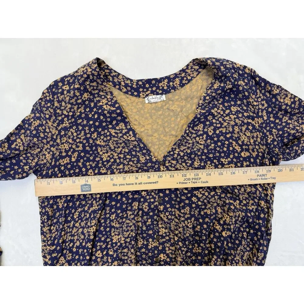 Intimately Free People Bodysuit Women’s Sz M Dainty Blue Floral Blouse Boho Lace - Picture 9 of 16